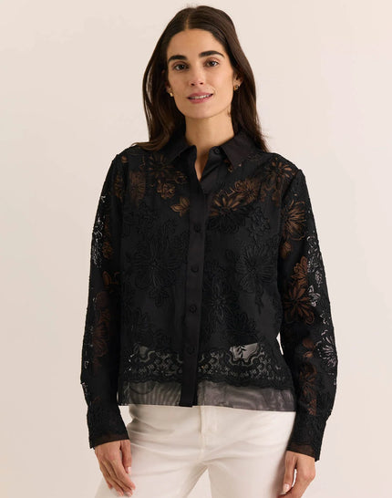 VENUS LONG SLEEVE FLORAL MESH LACE SHIRT