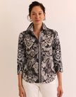 LIZETTE THREE QUARTER SLEEVE PAINTED PAISLEY TOP