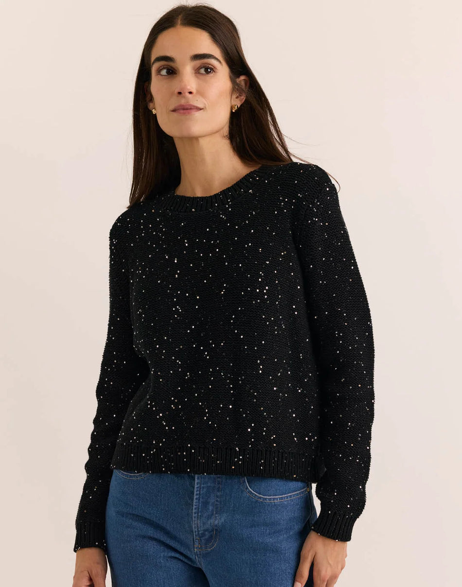 QUEENIE LONG SLEEVE SEQUINS SWEATER