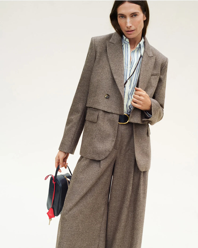 TWO FACED BLAZER IN FANCY WOOL FLANNEL