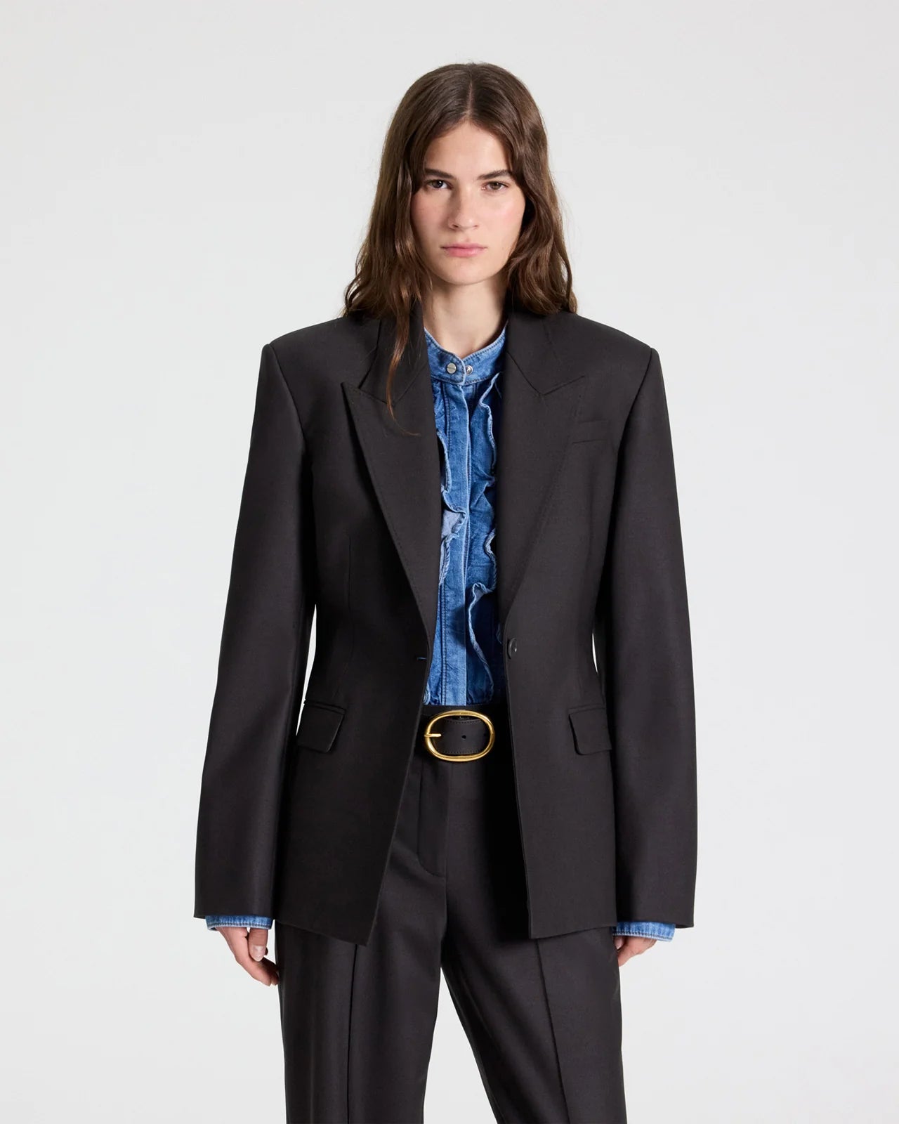 JASPER BLAZER IN SHINY SUPERSTRETCH WOOL