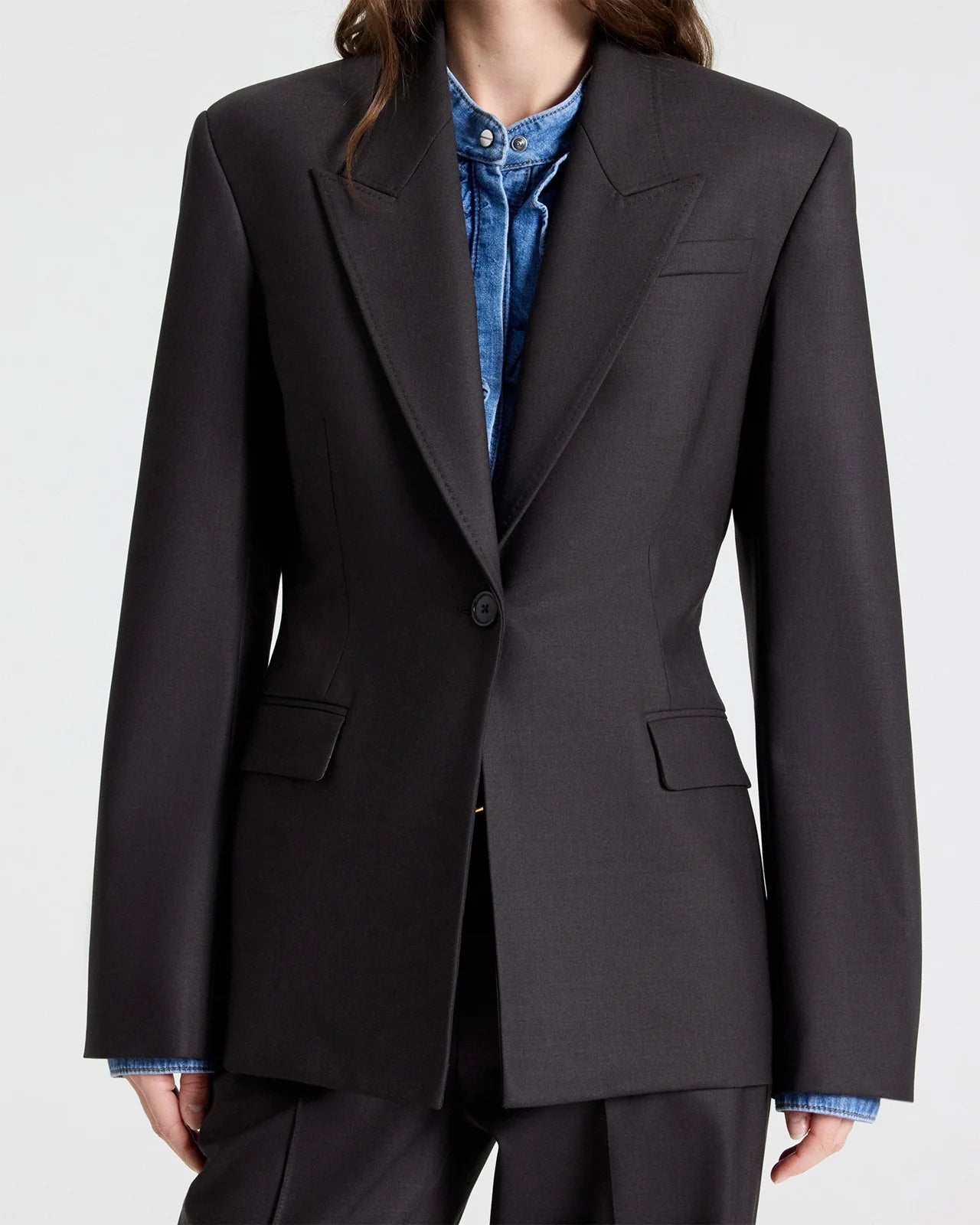JASPER BLAZER IN SHINY SUPERSTRETCH WOOL