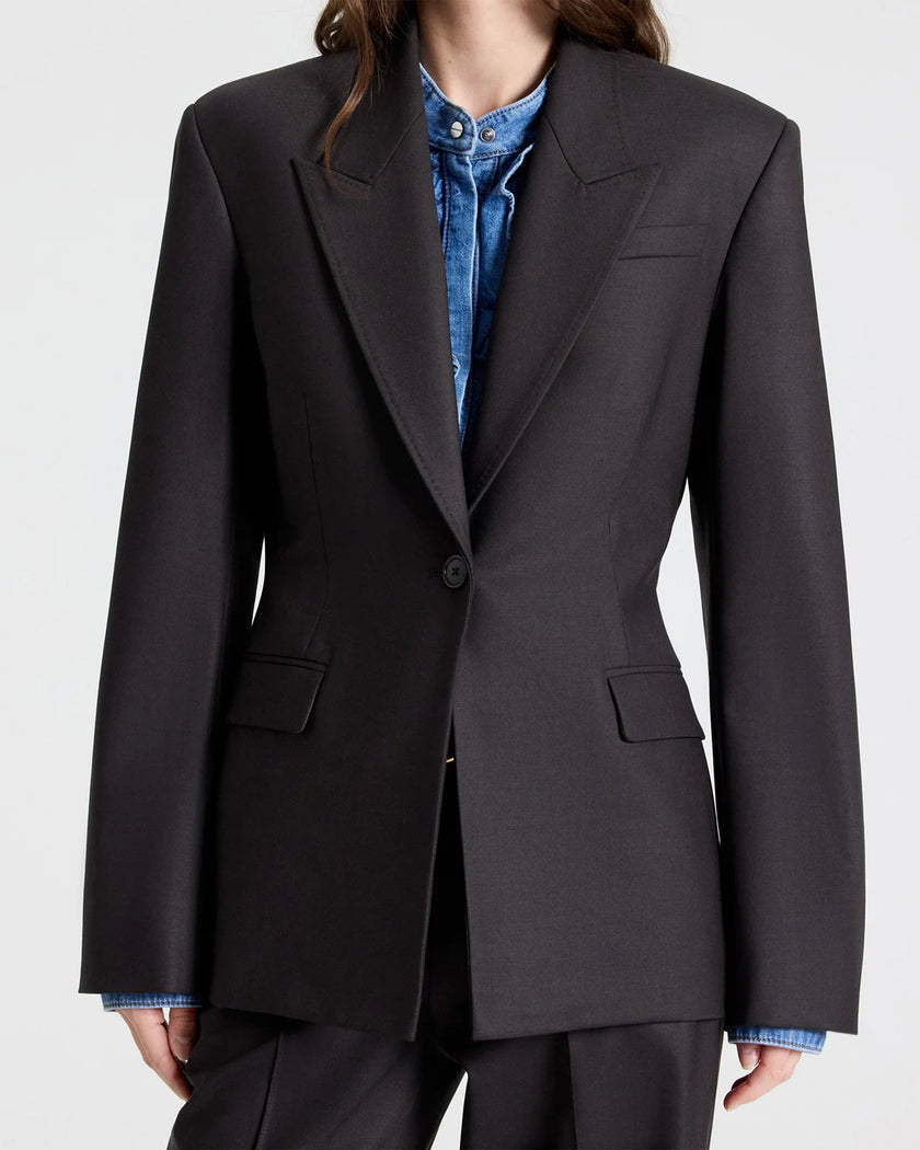 JASPER BLAZER IN SHINY SUPERSTRETCH WOOL