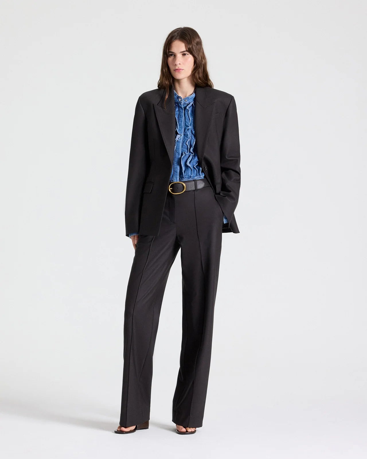 JASPER BLAZER IN SHINY SUPERSTRETCH WOOL