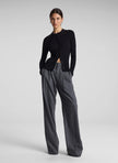 CHARLES WOOL CASHMERE PINSTRIPE PANT