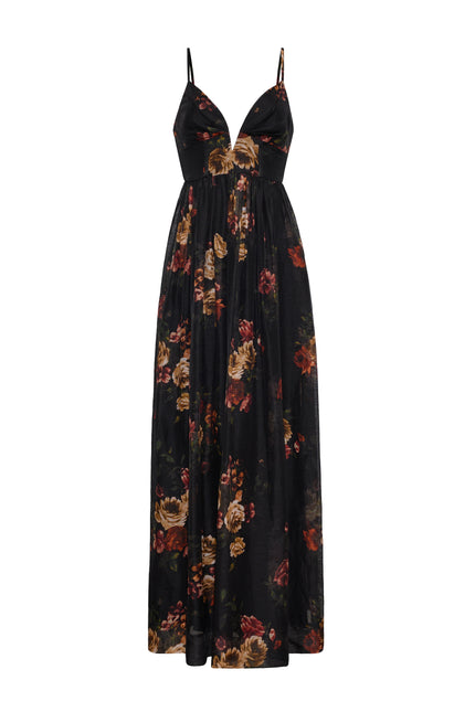 PERO GOWN IN ARIANA FLORA BLACK