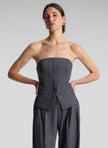 RENEE STRAPLESS WOOL CASHMERE PINSTRIPE TOP