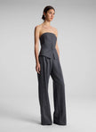 RENEE STRAPLESS WOOL CASHMERE PINSTRIPE TOP