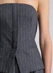 RENEE STRAPLESS WOOL CASHMERE PINSTRIPE TOP