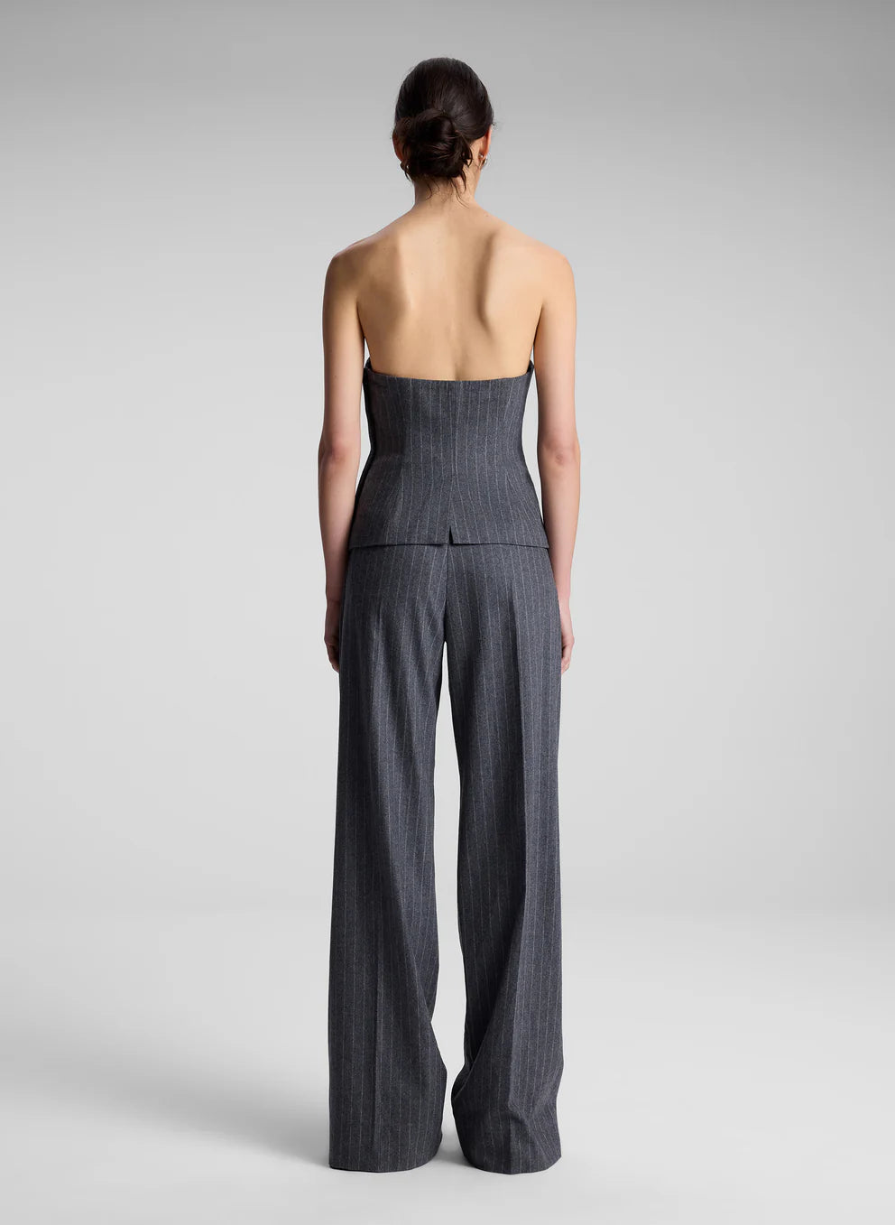 RENEE STRAPLESS WOOL CASHMERE PINSTRIPE TOP