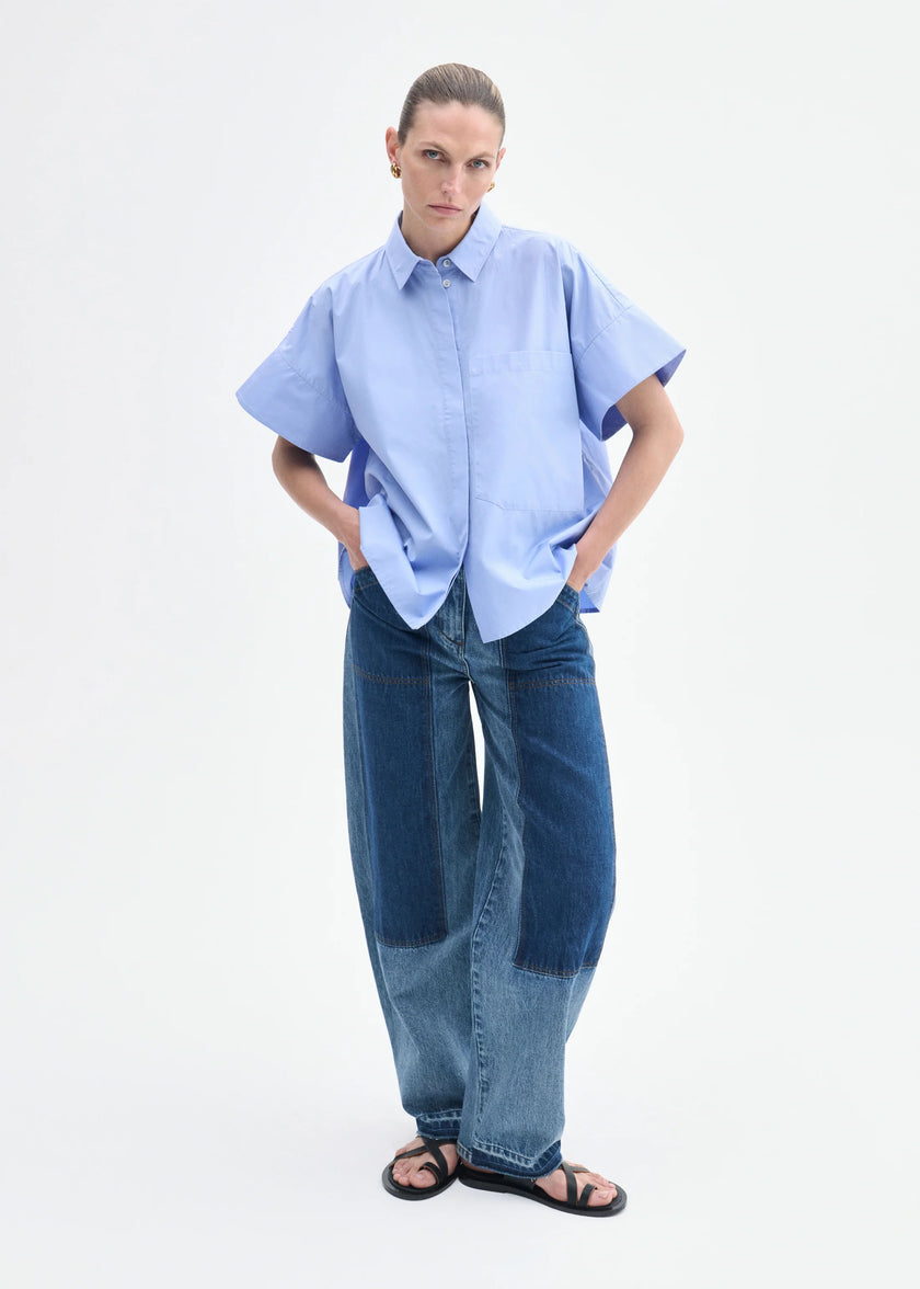 BOXY SHORT SLEEVE SHIRT IN COTTON POPLIN