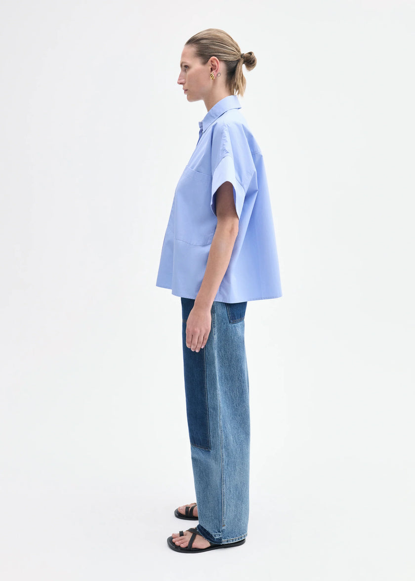 BOXY SHORT SLEEVE SHIRT IN COTTON POPLIN