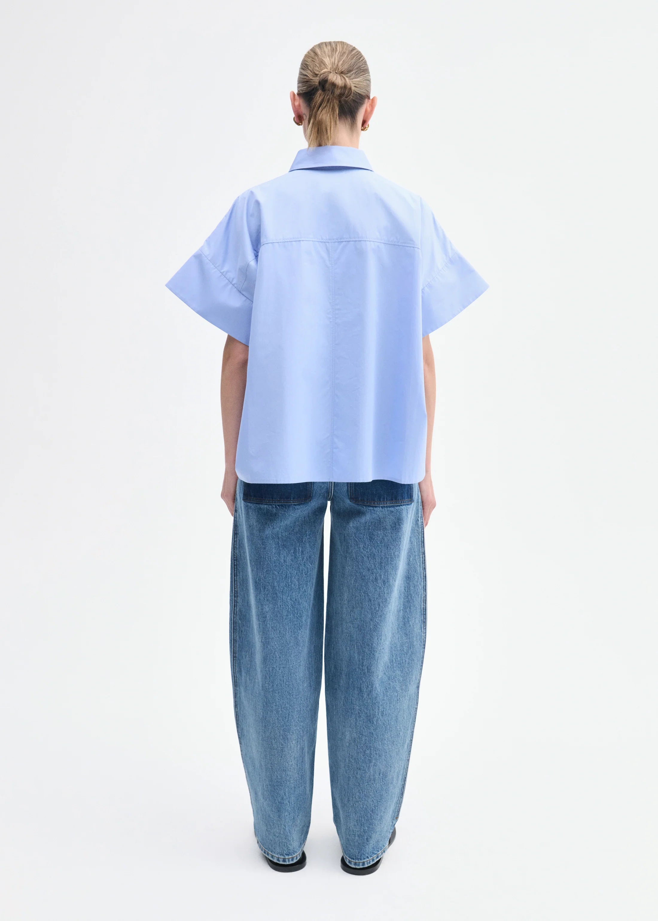 BOXY SHORT SLEEVE SHIRT IN COTTON POPLIN