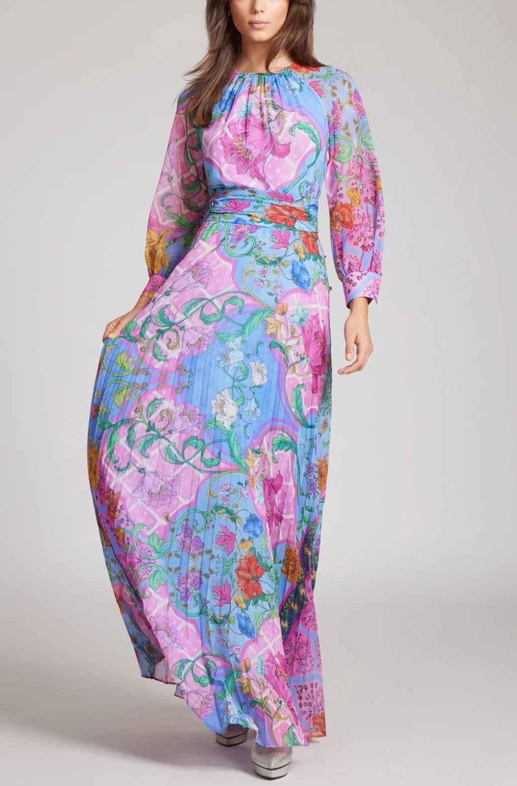 WHIMSICAL CHIFFON FLORAL MAXI DRESS