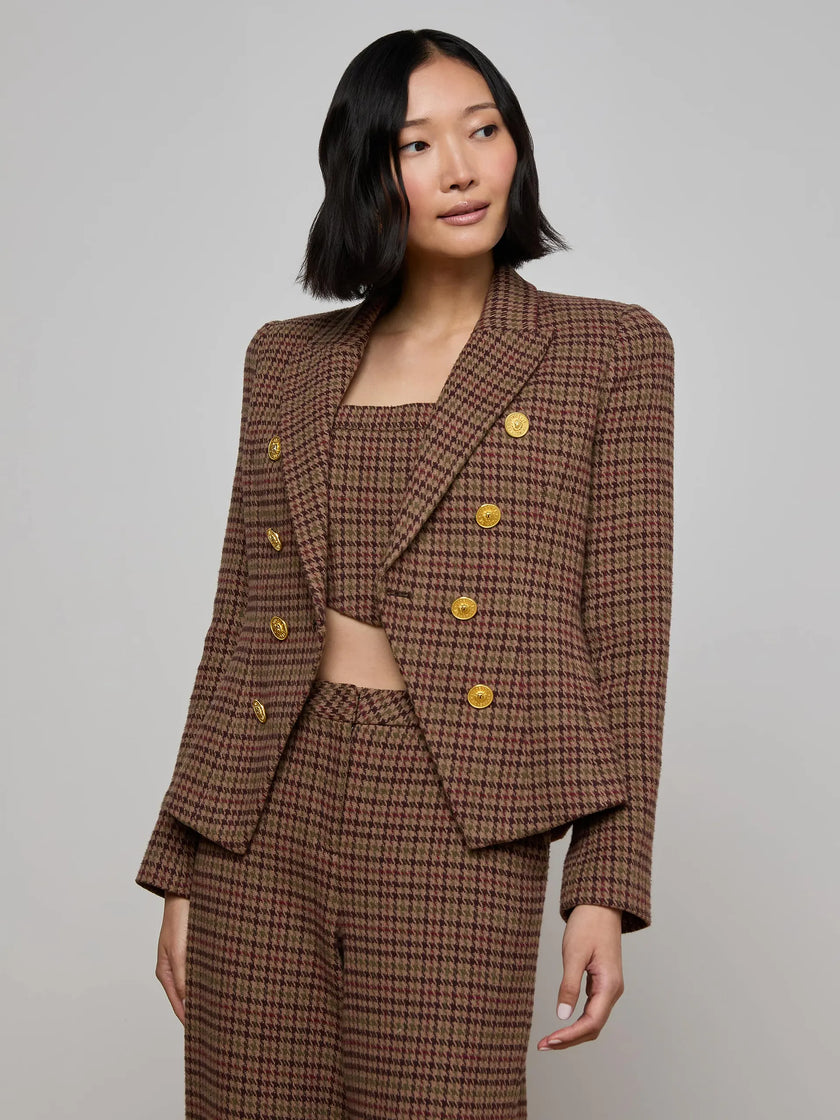 BETHANY HOUNDSTOOTH BLAZER IN DARK BROWN MULTI