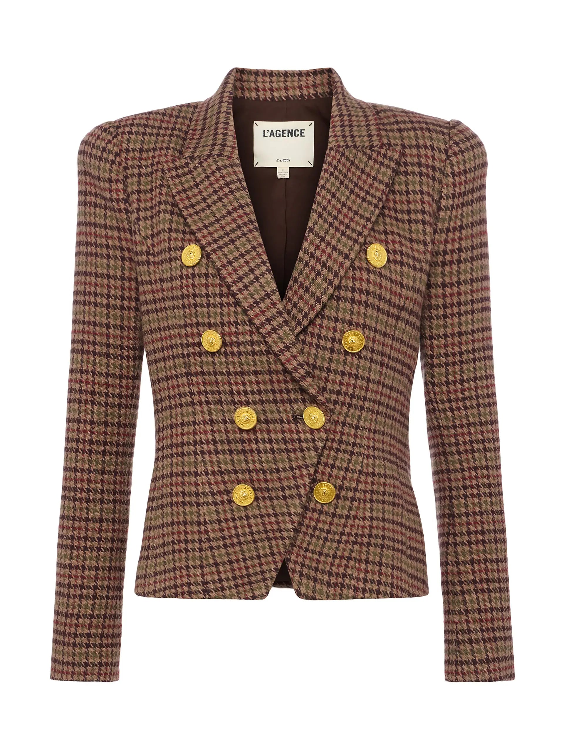 BETHANY HOUNDSTOOTH BLAZER IN DARK BROWN MULTI