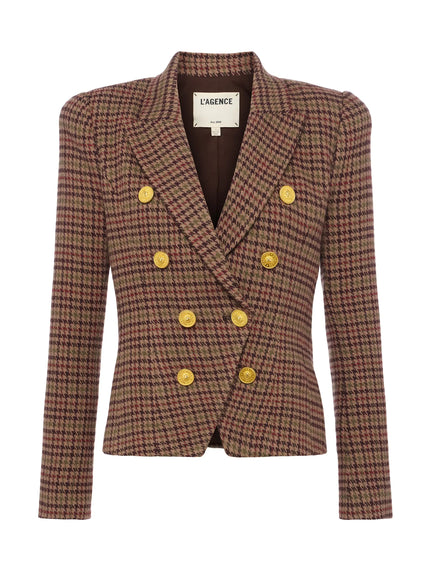 BETHANY HOUNDSTOOTH BLAZER IN DARK BROWN MULTI