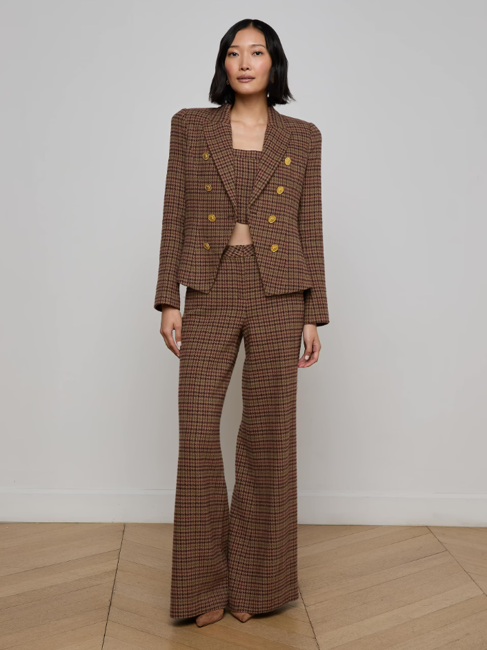 BETHANY HOUNDSTOOTH BLAZER IN DARK BROWN MULTI