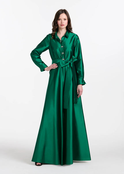 TAFFETA  ALINE GOWN WITH CRYSTAL BUTTONS