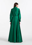 TAFFETA  ALINE GOWN WITH CRYSTAL BUTTONS