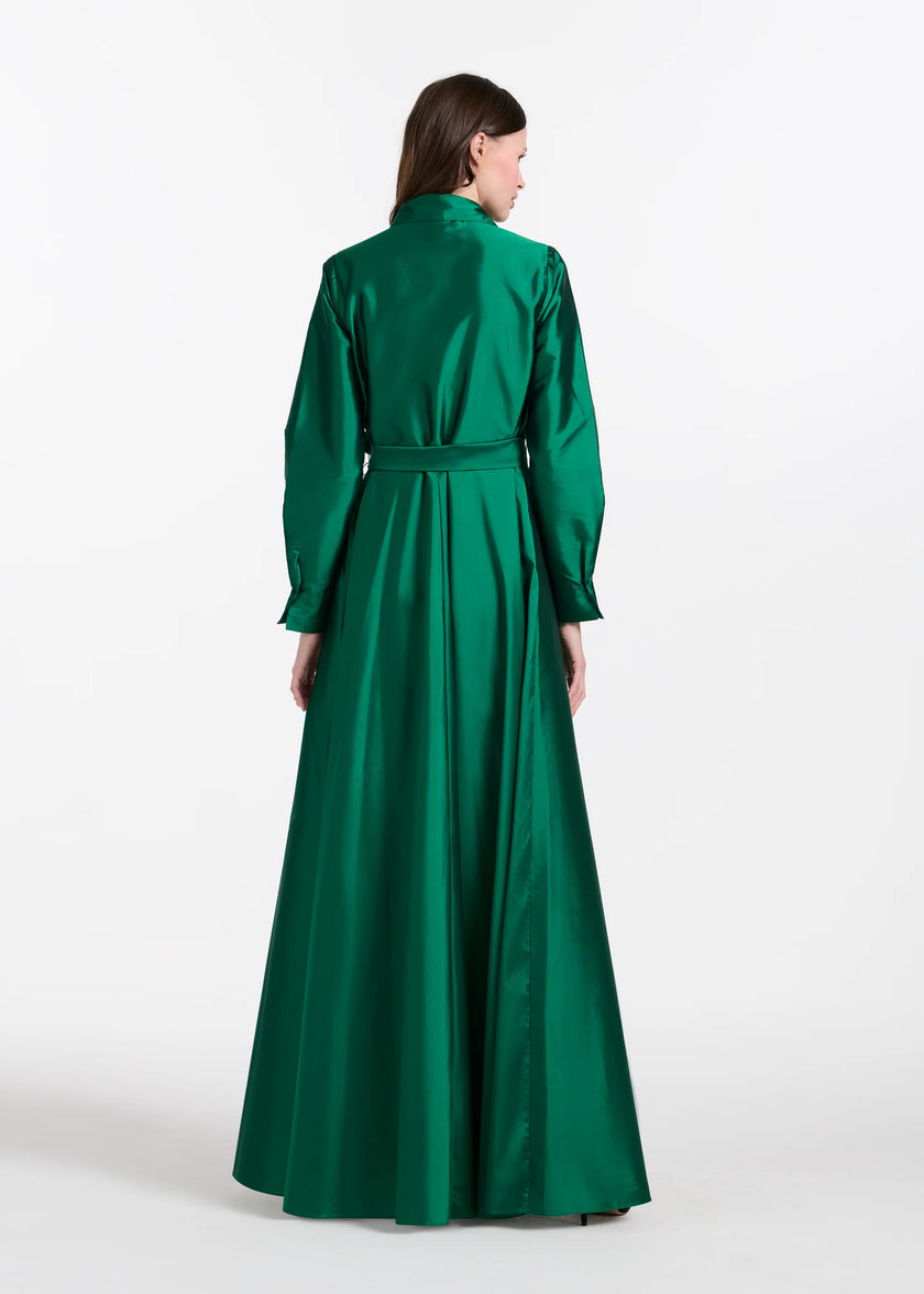TAFFETA  ALINE GOWN WITH CRYSTAL BUTTONS