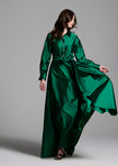 TAFFETA  ALINE GOWN WITH CRYSTAL BUTTONS