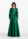 TAFFETA  ALINE GOWN WITH CRYSTAL BUTTONS