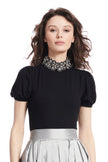 EVENING TOP WITH FLORAL COLLAR
