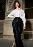 TAFFETA BLOUSE WITH CRYSTAL PEONY