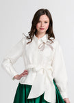 CRYSTAL BOW APPLIQUE BLOUSE