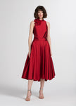 TAFFETA 3D APPLIQUE FLORAL SHELL RED