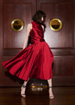 TAFFETA 3D APPLIQUE FLORAL SHELL RED