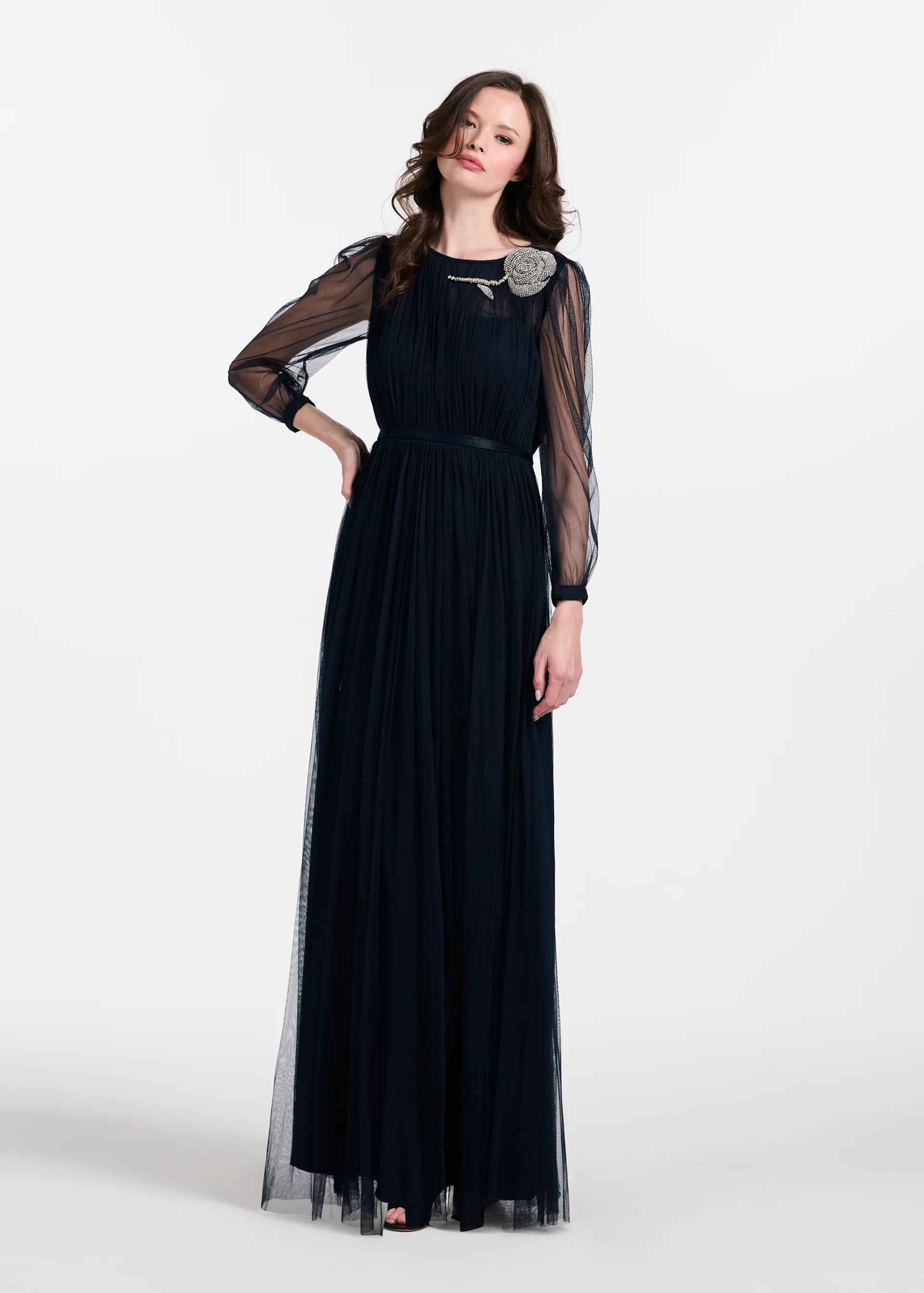 SPANISH LUXE TULLE GOWN WITH CRYSTAL FLOWER