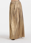 LAME CHIFFON PLEATED BALLGOWN SKIRT GOLD