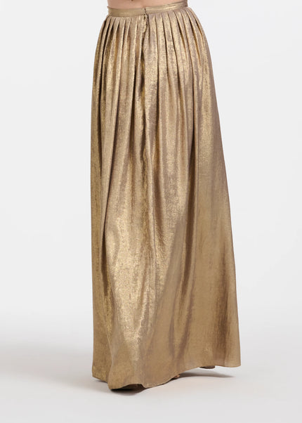 LAME CHIFFON PLEATED BALLGOWN SKIRT GOLD