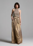 LAME CHIFFON PLEATED BALLGOWN SKIRT GOLD