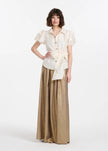 LAME CHIFFON PLEATED BALLGOWN SKIRT GOLD