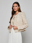 ZELL HOUNDSTOOTH TWEED JACKET IN TAUPE GREY HOUNDSTOOTH