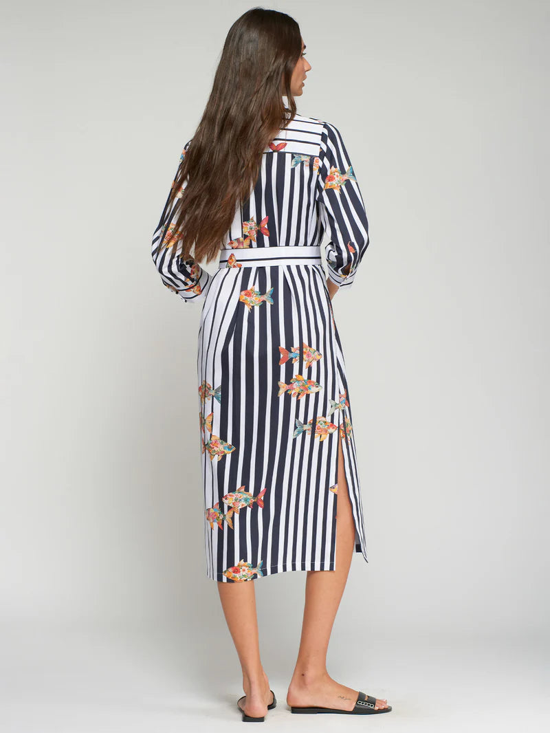 STRIPED FISH SHIRT DRESS