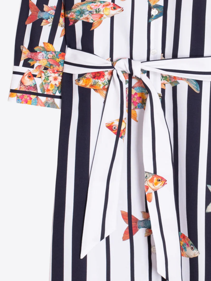 STRIPED FISH SHIRT DRESS