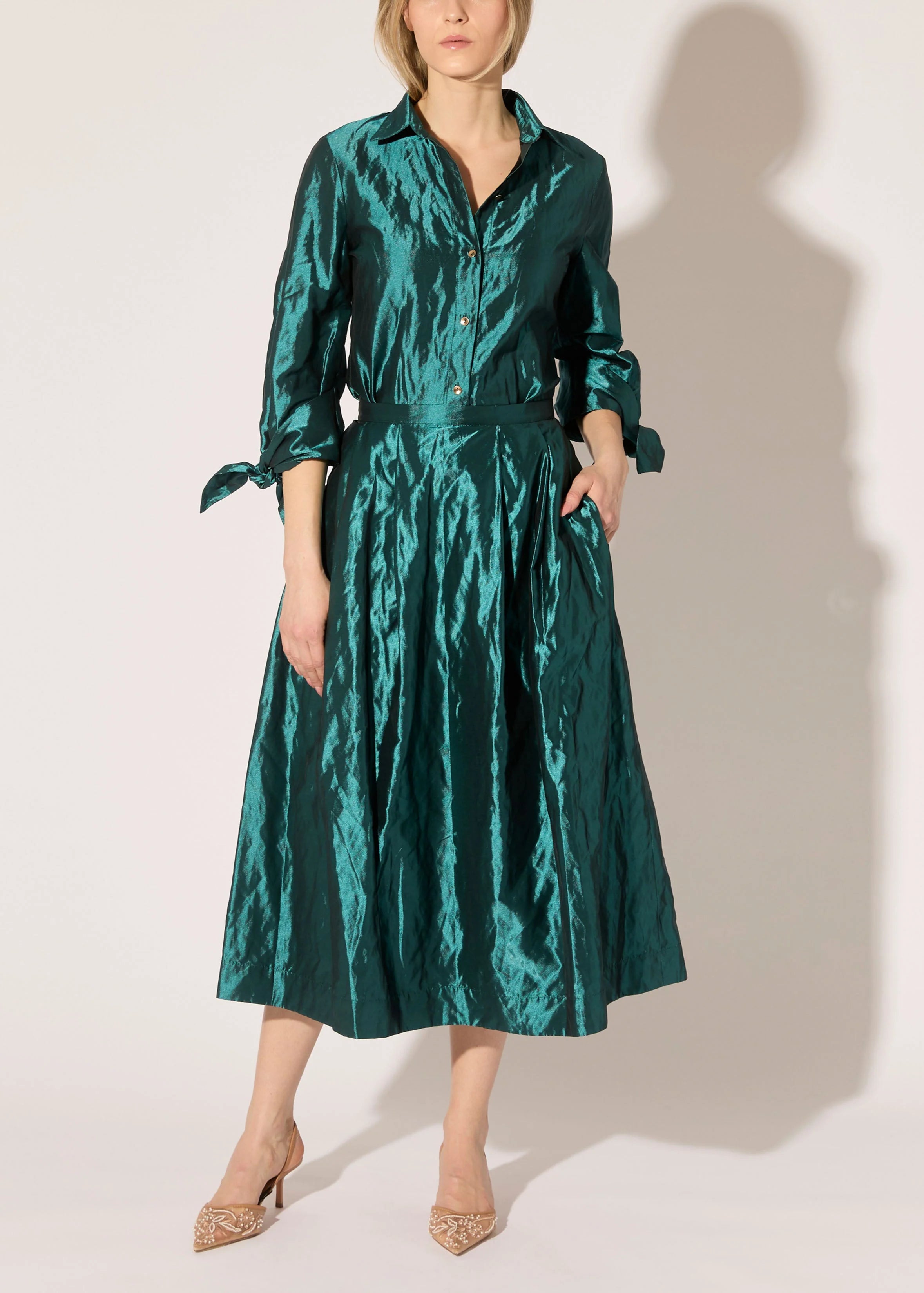 METALLIC TAFFETA BLOUSE