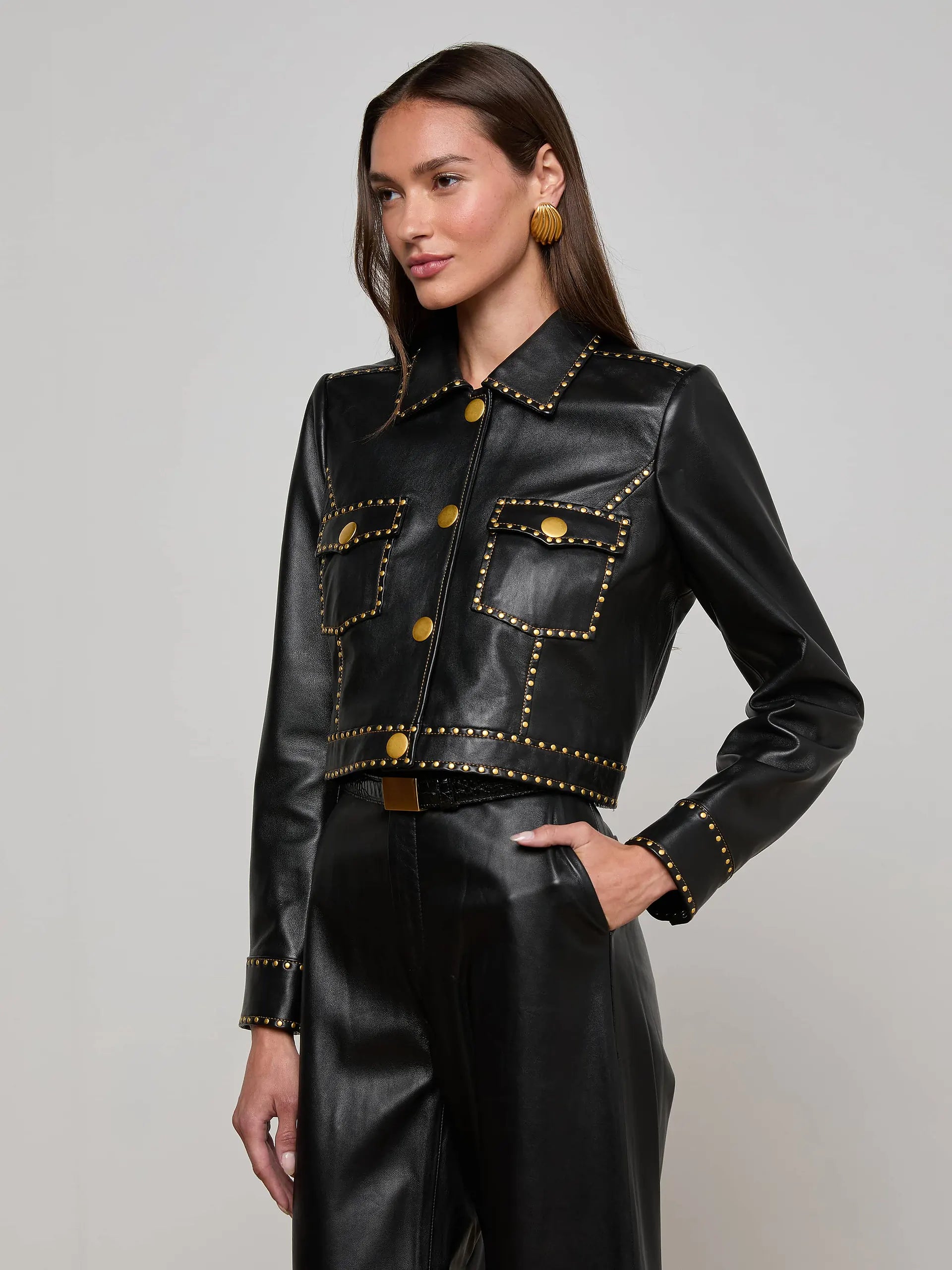 WINSOME STUDDED LEATHER JACKET