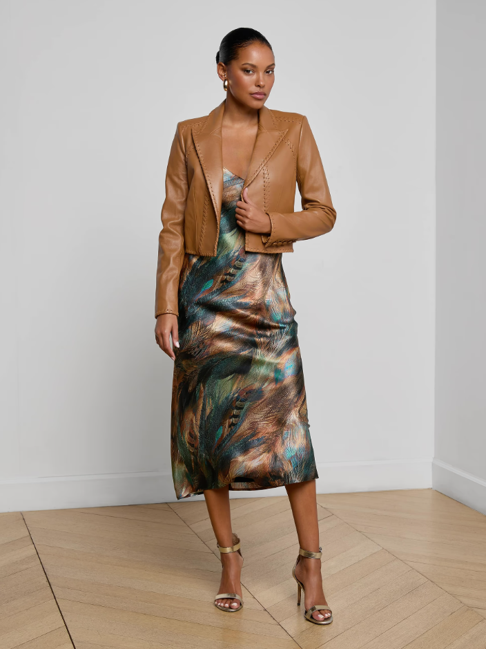 DULCIE LEATHER BLAZER IN SOFT COGNAC