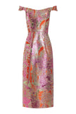 AMINA FLORAL BROCADE MIDI DRESS