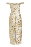 AMINA FLORAL BROCADE MIDI DRESS