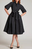 TAFFETA SEQUIN EMBELLISHED PUFF SLEEVE DRESS