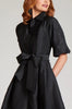 TAFFETA SEQUIN EMBELLISHED PUFF SLEEVE DRESS