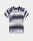 STRIPED RIBBED COTTON CREWNECK TEE