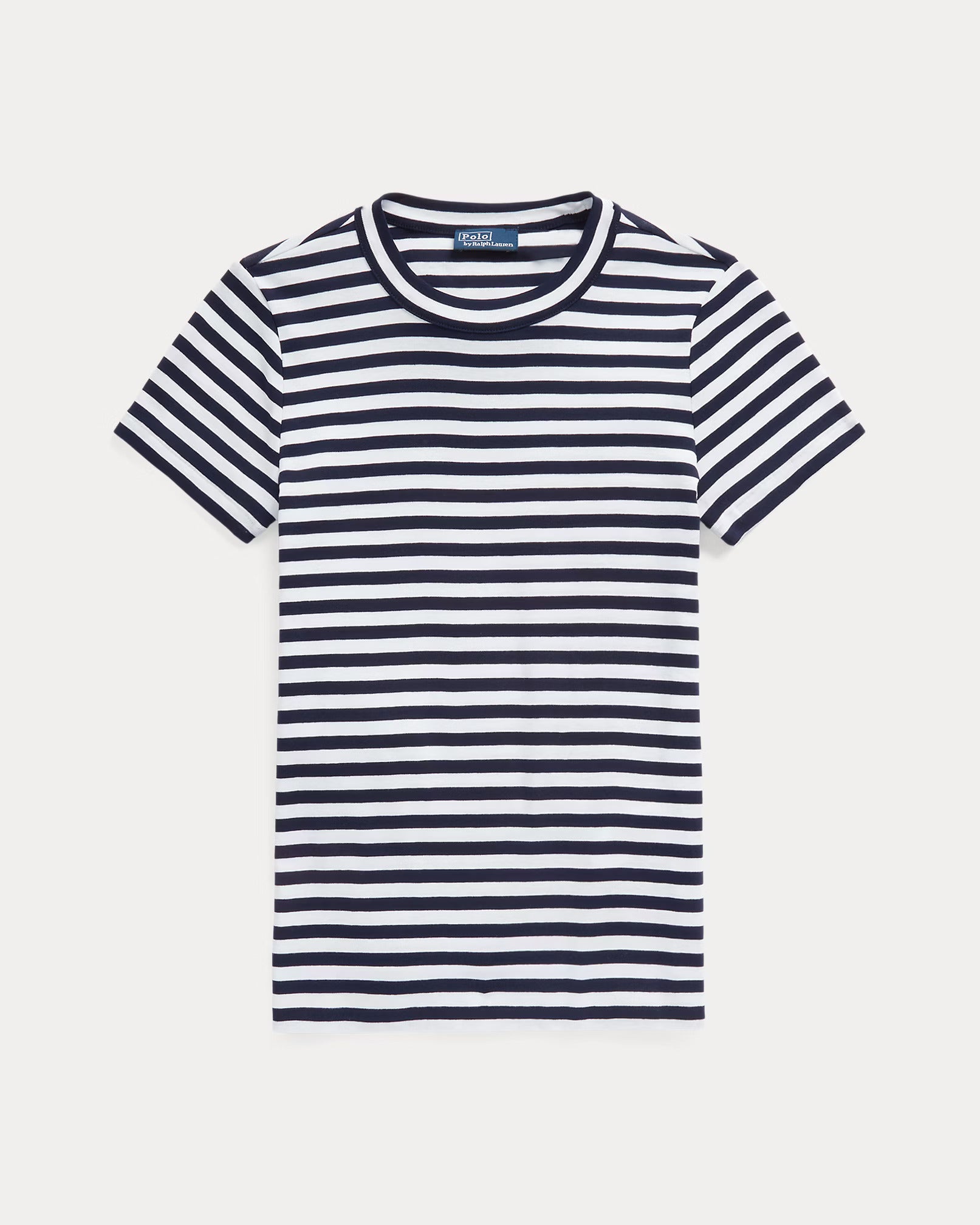 STRIPED RIBBED COTTON CREWNECK TEE