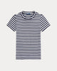 STRIPED RIBBED COTTON CREWNECK TEE